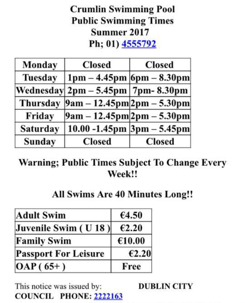 Great news for Crumlin swimmers as pool reopens Echo.ie