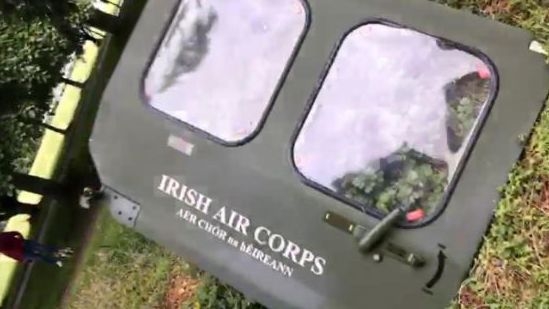 Door falls off helicopter and lands in park