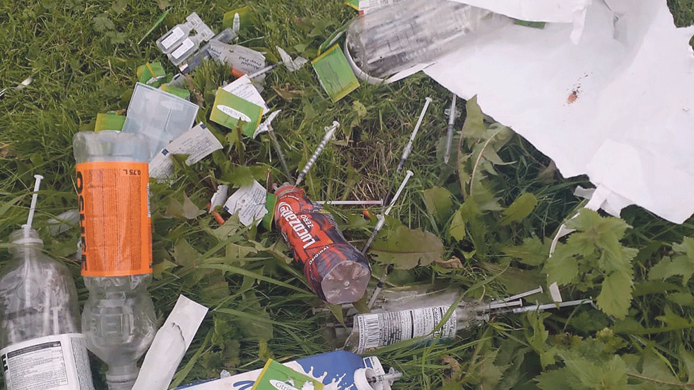 Shock after discarded used needles found in local park