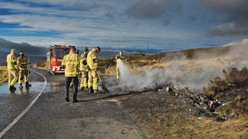 Dumped caravan set on fire at scenic location