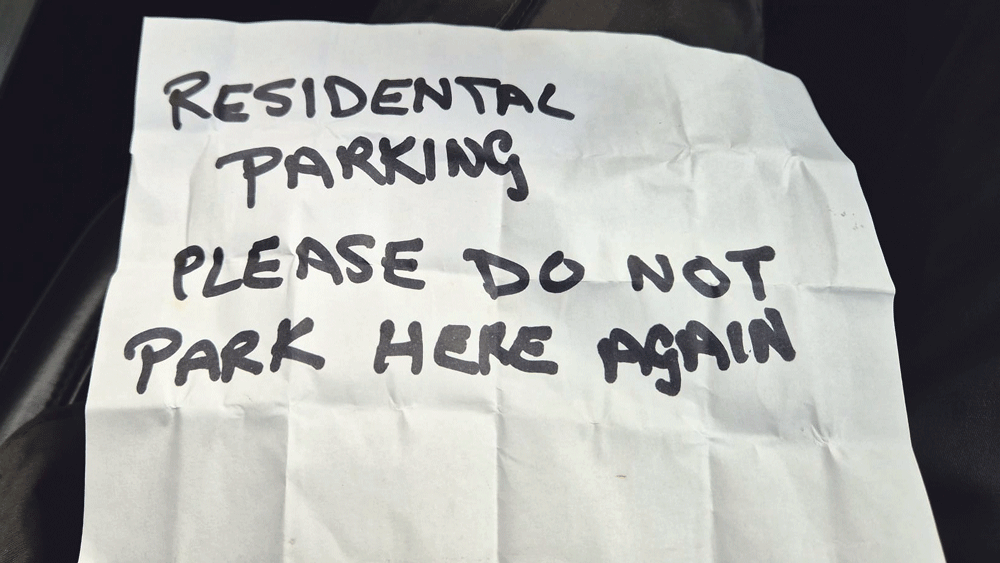 Neighbourhood tension from apartment parking problems Neighbourhood tension from apartment parking problems