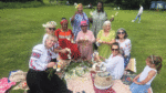 Picnic time for everyone, to gad about and play