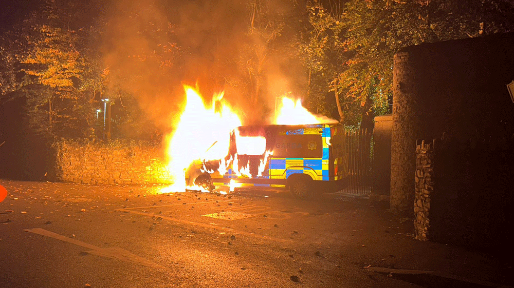 Violence breaks out at Citywest Hotel protest
