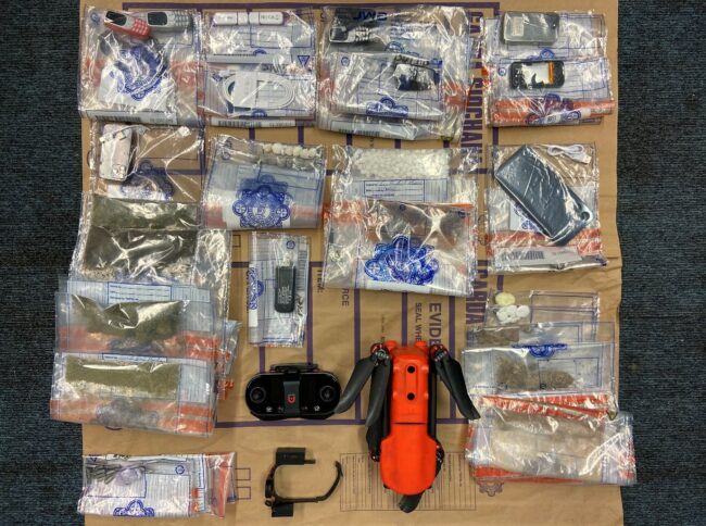 €6,975 worth of contraband was discovered in a local residence in a package wrapped for conveyance along with a drone (Image: An Garda Síochána)