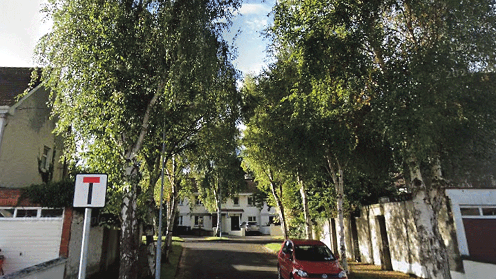 Leaves block storm drains at junction of estates