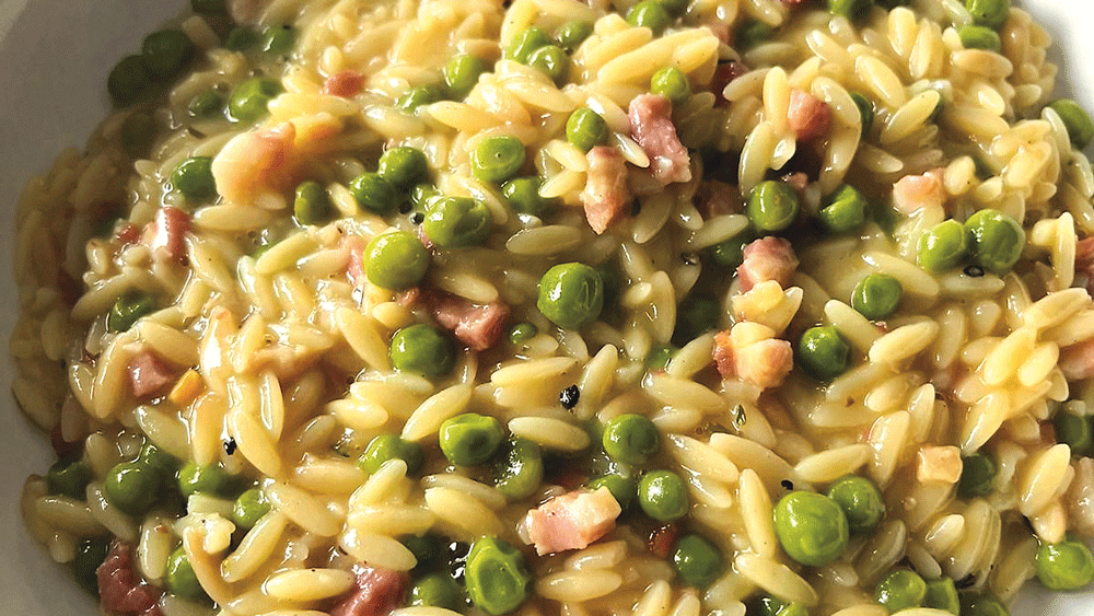 Food with passion: Orzo Pasta Risotto with Peas & Pancetta