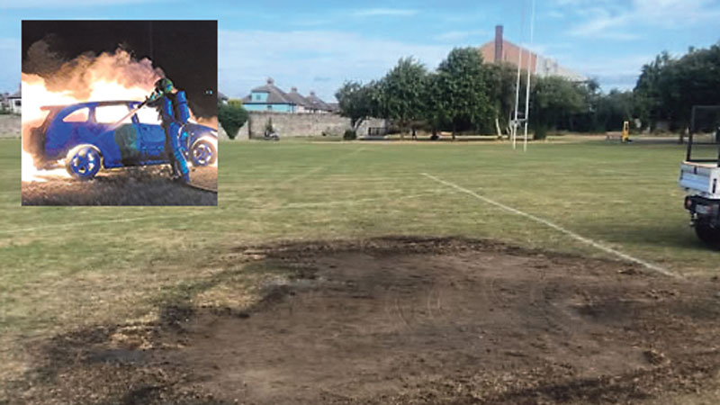 Anger after GAA pitch is destroyed by car set on fire Anger after GAA pitch is destroyed by car set on fire