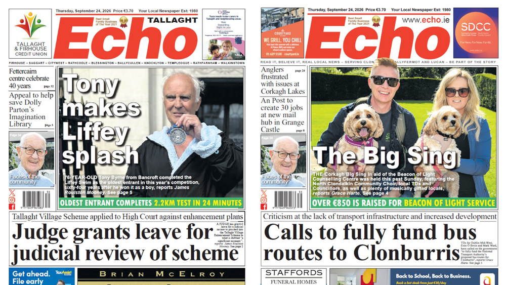 The Echo Newspaper, September 24th, 2026 – Tallaght Edition The Echo Newspaper, September 24th, 2026 – Tallaght Edition